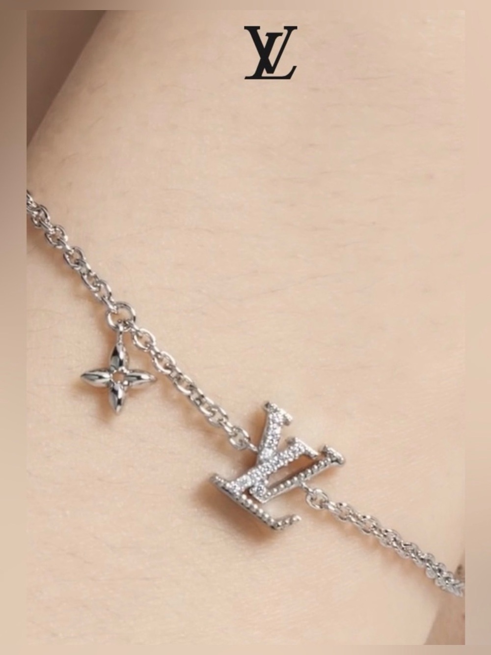 Iconic LV Silver Crystal Monogram Bracelet